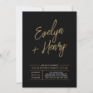 Invitation Gold & Black Modern All Occassion Party Event Invi