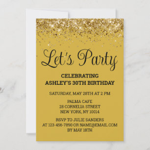 Invitation Gold Black Parties scintillant Bling 30e anniversa