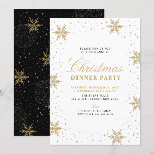 Invitation Gold & Black Réveillon de Noël Moderne et Chic