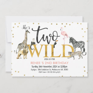Invitation Gold Black Rose Deux animaux sauvages Safari Anniv