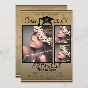 Invitation Gold Black Sparkle Graduate Party Photo