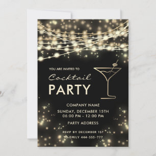 Invitation Gold Black string lumières entreprise Cocktail par