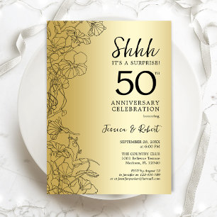 Invitation Gold Black Surprise 50e anniversaire