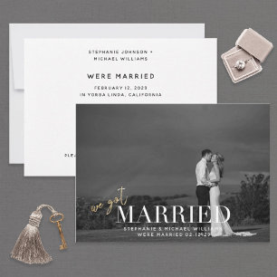Invitation Gold Black & White Nous Nous sommes mariés Photo