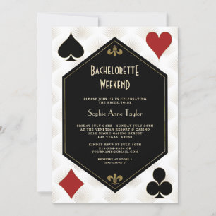 Invitation Gold Black White Vegas Casino Bachelorette Week-en