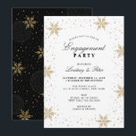 Invitation Gold & Black Winter Christmas Engagement Party Inv<br><div class="desc">Célébrez votre journée spéciale avec cette élégante invitation de fiançailles hivernales. Ce design présente de beaux flocons de neige et des graphismes étincelants dans un thème doré et noir. Vous pouvez customiser le texte à n'importe quel événement hivernal. D'autres invitations de célébration fiançailles et fournitures de fête sont disponibles dans...</div>