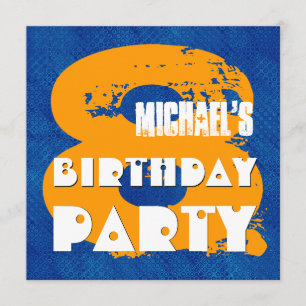 Invitation GOLD BLUE 8e fête d'anniversaire 8 ans V11C