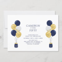 Gold & Blue Balloons Moderne Adulte fête d'anniver