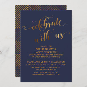 Invitation Gold Blue Celebrate avec nous Post-Mariage Event