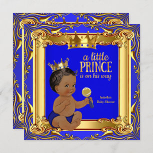 Invitation Gold Blue Royal Baby shower Ethnic