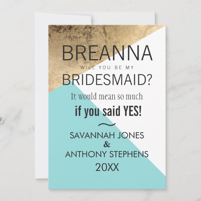 Invitation Gold Blue White Geo Triangles Bridesmaids Invitati (Devant)