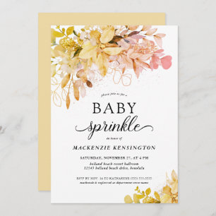 Invitation Gold Blush Autumn Botanical Baby Sprinkle