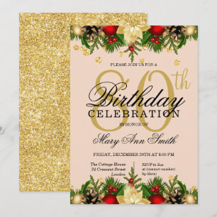 Invitation Gold & Blush Parties scintillant de vacances 80e f