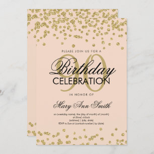 Invitation Gold Blush Pink 90e anniversaire Parties scintilla
