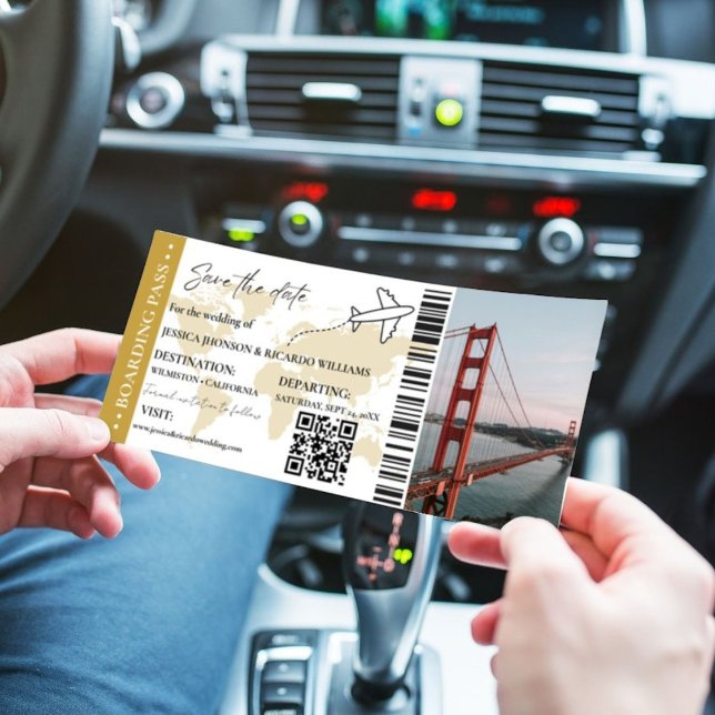 Invitation Gold Boarding pass mariage enregistrer le ticket d (Créateur téléchargé)