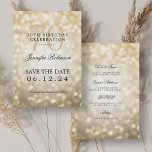 Invitation Gold Bokeh 70th Birthday Enregistrer la date avec<br><div class="desc">Elégant design "70th Birthday Party" avec Gold Bokeh et nom personnalisé   détails texte. Facile à utiliser et facile à personnaliser. Commandez aujourd'hui !</div>