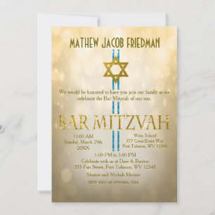 Invitation Gold Bokeh Bar Mitzvah