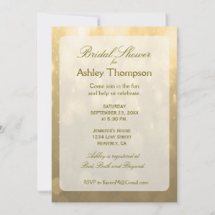 Invitation Gold Bokeh FÊTE DES MARIÉES