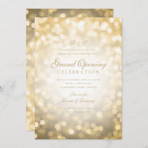 Invitation Gold Bokeh Lights Corporate Grand Ouverture 