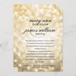 Invitation Gold Bokeh Lights Élégant Mariage réduit