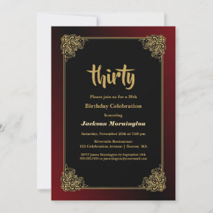 Invitation Gold Border 30th Birthday Party