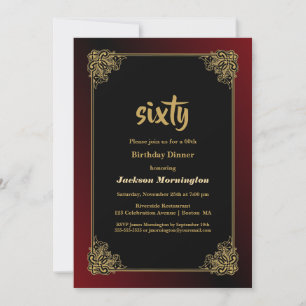 Invitation Gold Border 60th Birthday Dinner