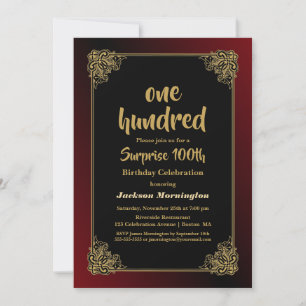 Invitation Gold Border Surprise 100e anniversaire