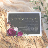 Gold & Bourgogne Florale Surprise Anniversaire