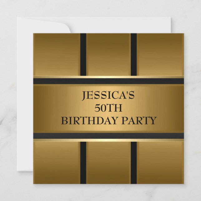 Invitation Gold Bronze Black Metal Elegant Party (Devant)