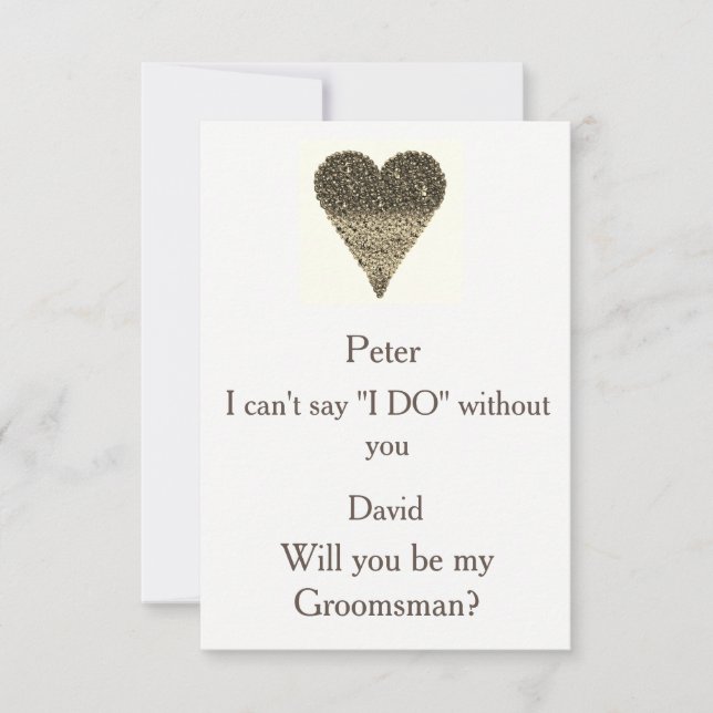 Invitation Gold Bubble Heart Serez-Vous Mon Groomsman ? (Devant)