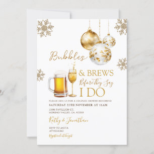 Invitation Gold Bubbles & Brews Bière Noël Couples Douche