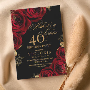 Invitation Gold Burgu Roses surprise 40e anniversaire Invitat