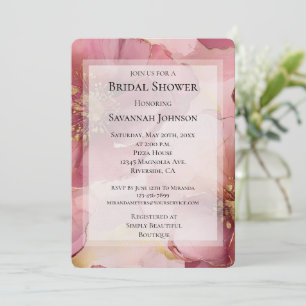Invitation Gold Burgundy Blush Floral Fête des mariées romant