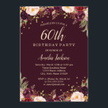 Invitation Gold Burgundy Élégant Floral 40e anniversaire<br><div class="desc">Plus jolies invitations d'anniversaire florales dans le Little Bayleigh Store!</div>