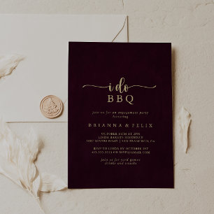 Invitation Gold Burgundy I Do BQ Engagement Party