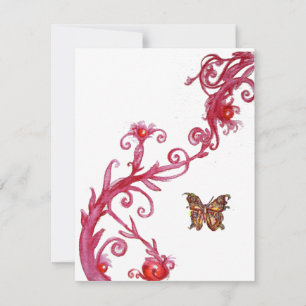 Invitation GOLD BUTTERFLY, rouge vif blanc