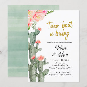 Invitation Gold Cactus floral Taco Bout Baby shower bébé