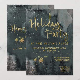 Invitation Gold Calligraphie Winter Woodland Fête