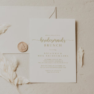 Invitation Gold Calligraphy Bridesmaitres Brunch Shower