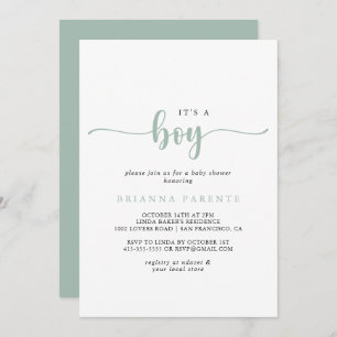 Invitation Gold Calligraphy C'est un Baby shower garçon