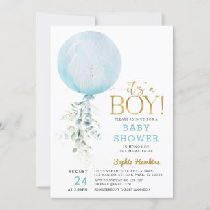 Invitation Gold C'est un Baby shower Bleu Garçon