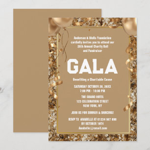 Invitation Gold Charity Ball Parti de collecte de fonds d'ent