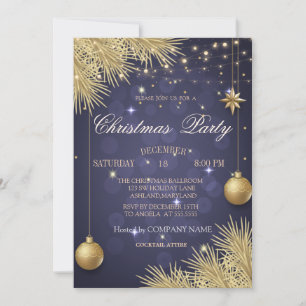 Invitation Gold Christmas Balls Branches Christmas Company