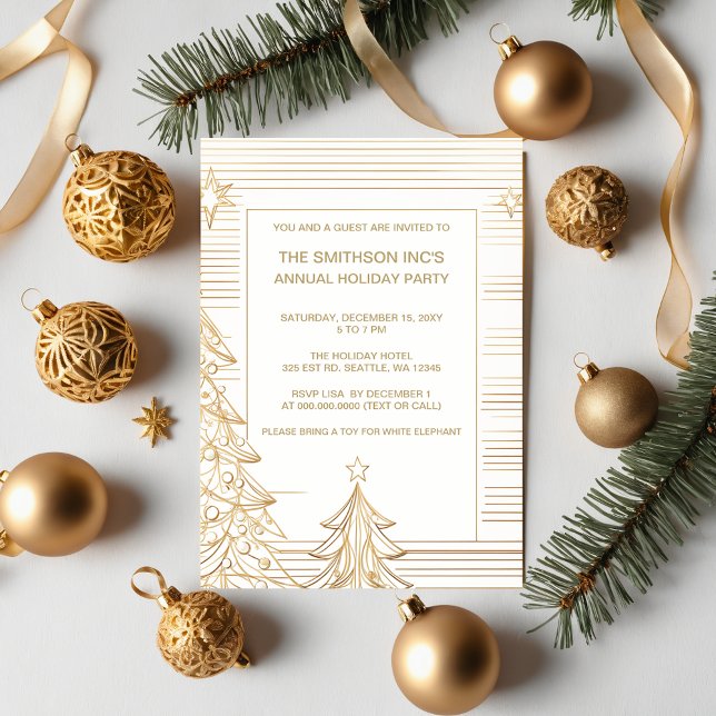 Invitation Gold Christmas Trees Corporate Holiday Party (Gold Christmas Trees Corporate Holiday Party Invitation)