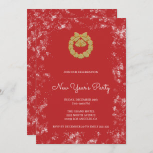Invitation Gold Christmas Wreath