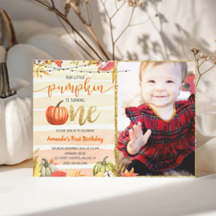 Invitation Gold Citrouille Fall Orange Premier anniversaire