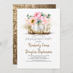 Invitation Gold Citrouille Rose Floral Automne partie