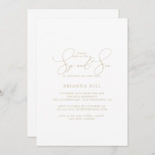 Invitation Gold Classy Chic Minimalist Sip and See