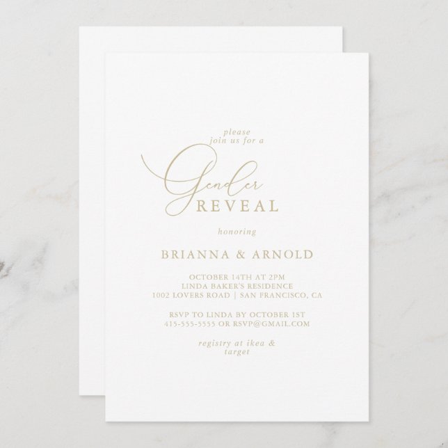 Invitation Gold Classy Chic Minimalist Sveal Party (Devant / Derrière)
