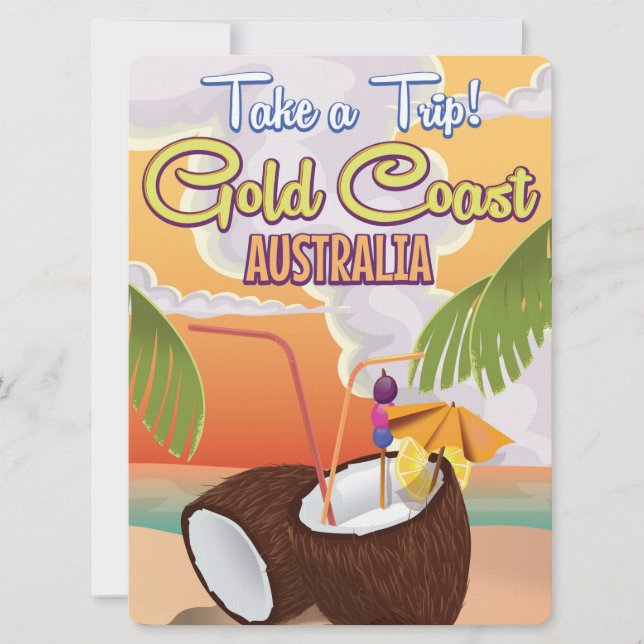 Invitation Gold Coast, Australie affiche de voyage (Devant)
